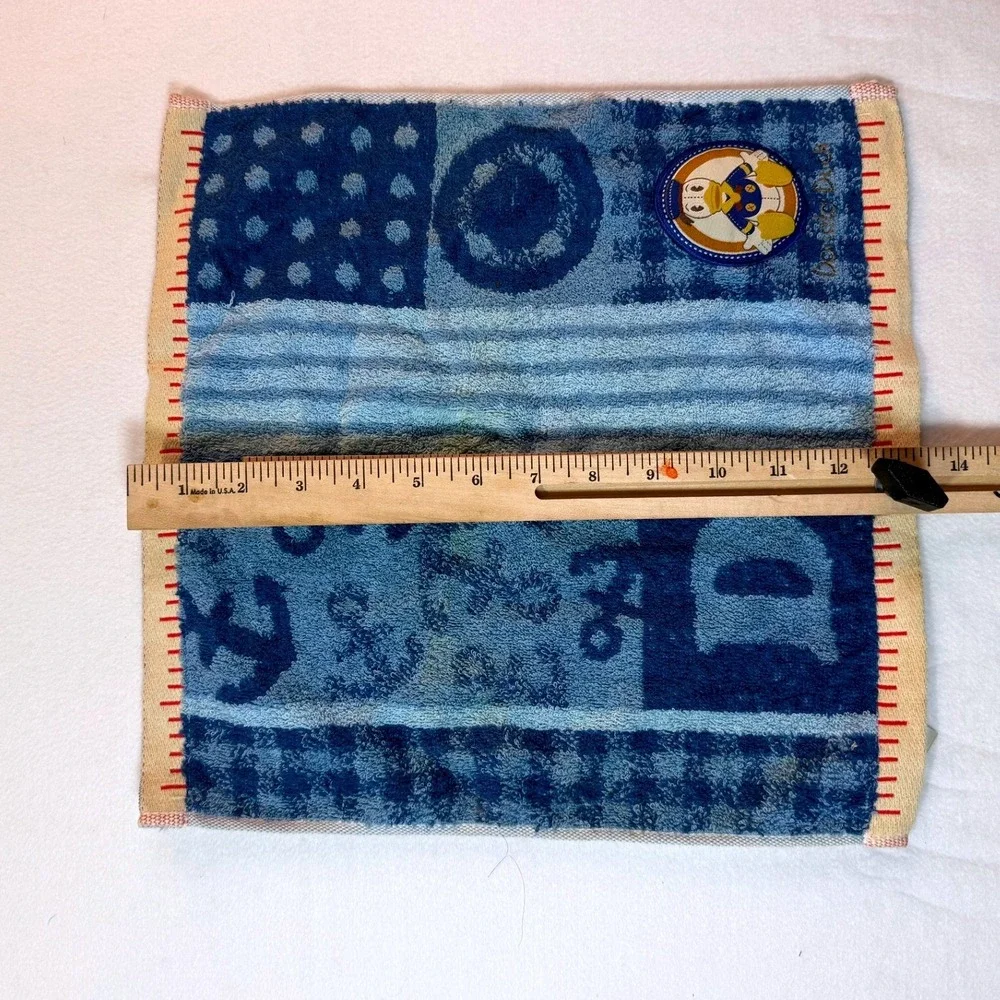 Vintage Disney Donald Duck Mini Hand Towel Washcloth Japan‎ Blue Nautical Anchor